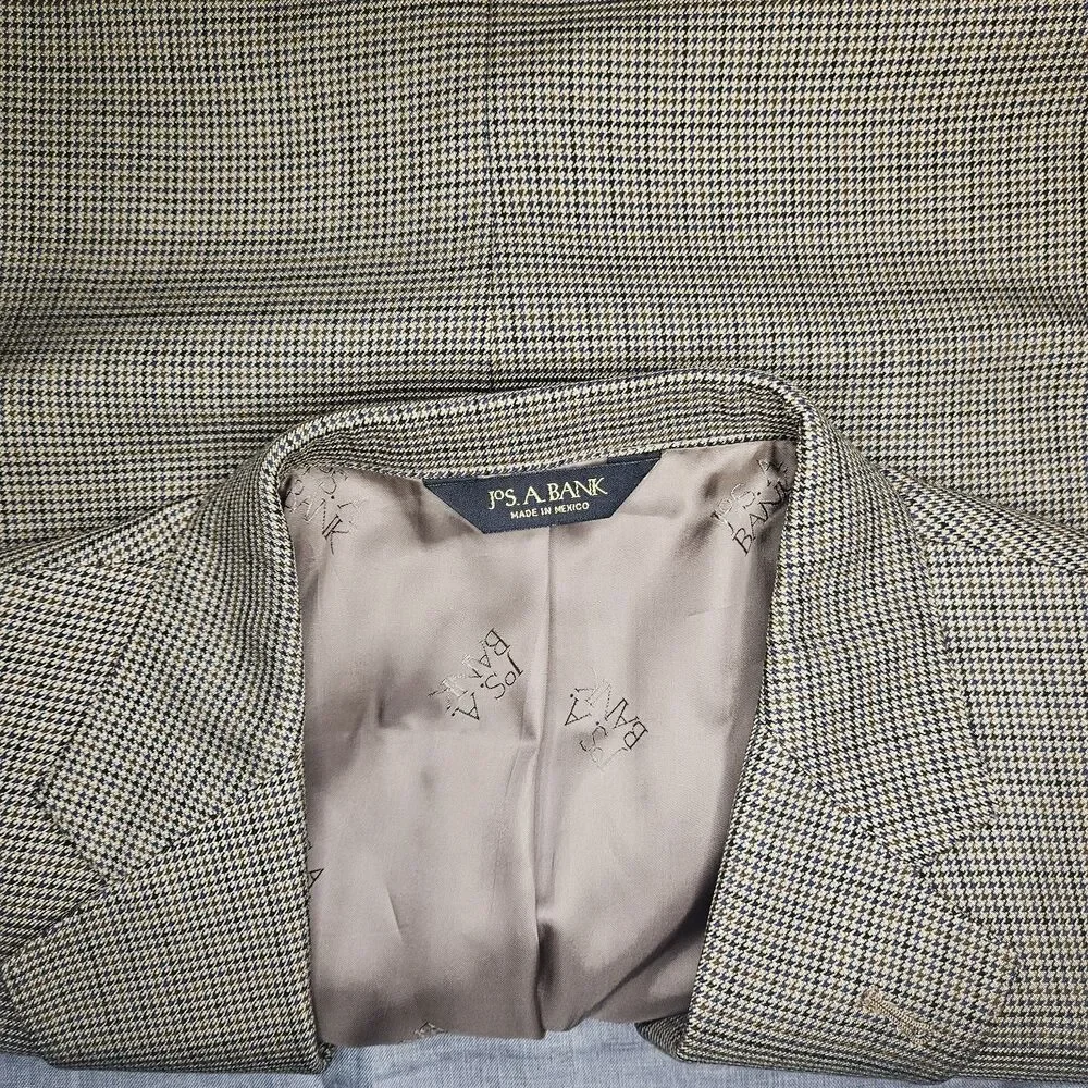 Jos A Bank Signature Gold Gordon Suit Jacket Blazer Mens 46L Silk Wool
